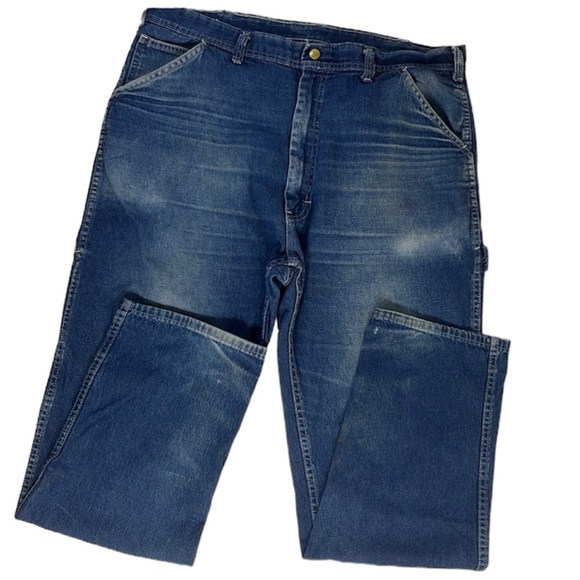 Carter’s Carpenter Jeans Vtg 1960s-70s, Distressed & Worn 40x32 “Watch the Wear” - Picture 2 of 16